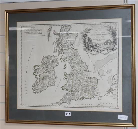 After S. Robert, Carte des Grandes Routes DAngleterre DEcoss et DIrlande, dated 1757, 51 x 61cm